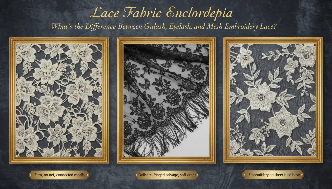 Lace Fabric Encyclopedia: What's the Difference Between Guipure, Eyelash, and Mesh Embroidery Lace?