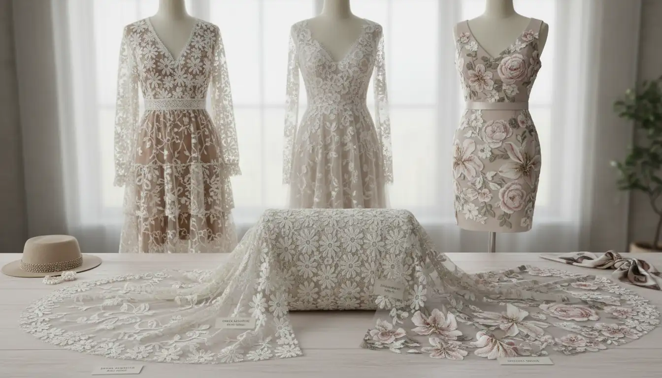 Illustration for Lace Types and Applications: How to Match Daisy and Floral Patterns with Dress Designs - Shaoxing Yituo Lace Insights